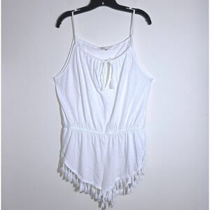 Victoria's Secret Romper Womens Small White  Tassel Fringe Boho Keyhole Good